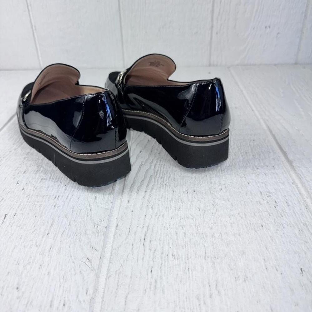 Alex Marie Loafers Womens 9.5 Black Patent Suede Horsebit Lug Platform‎ Flaw - Picture 5 of 16